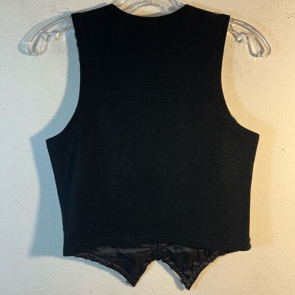 HENRI BENDEL LADIES VEST XS BLACK WHITE GREY VTG FAUX fur animal print 90s - Picture 8 of 10